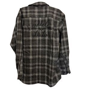 PENDLETON Virgin Wool Back & Gray Long Sleeve Flannel  Size Large